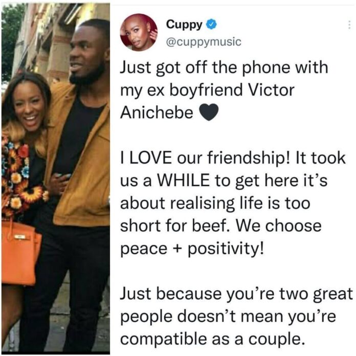 “Life Is Too Short For Beef” DJ Cuppy Speaks On Friendship With Her Ex, Victor Anichebe
