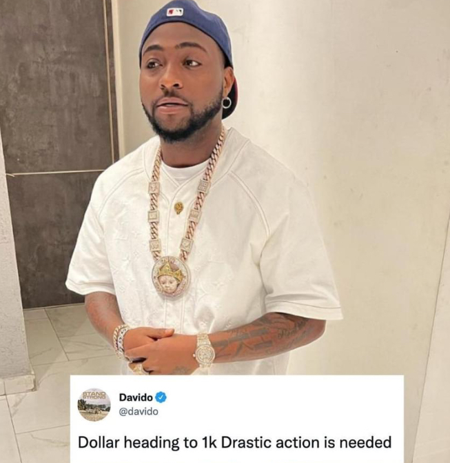 Singer Davido Cries Out As Dollar Rate Heading To N1,000