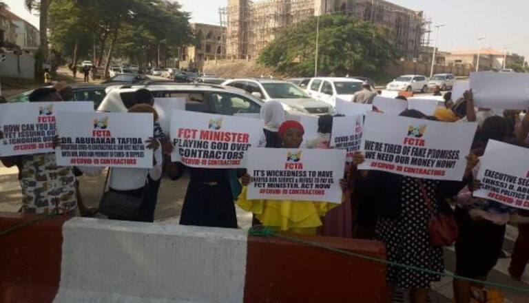 COVID-19 Contractors Protest After Three Years Of Non-payment In Abuja, FCT
