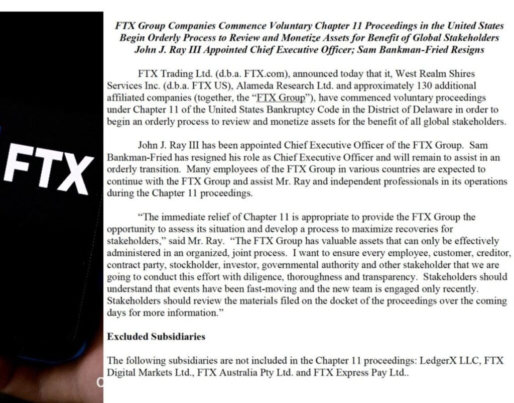 Crypto Platform FTX Goes Bankrupt In United States, CEO Resigns
