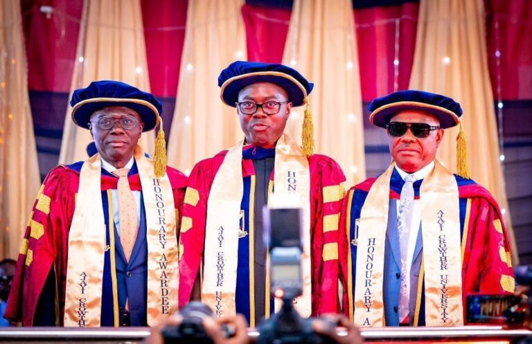 Governors, Sanwo-Olu, Wike, Makinde Bags Honorary Doctorate From Ajayi Crowther Varsity