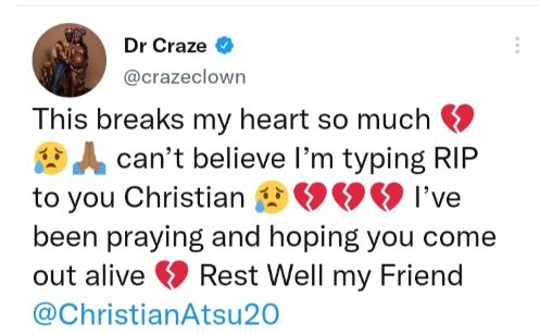 “When I Lost My Dad, Christian Paid My School Fees Till I Graduated”: Dr Craze Mourns Ghanaian Footballer Atsu