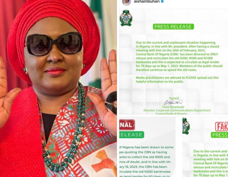 Naira notes: The fake news shared earlier on my IG, FG page is the handiwork of hackers – Aisha Buhari spills