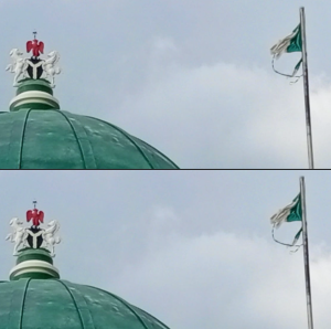 Nigerians React To Photo Of Tattered-Looking Flag At NASS Building