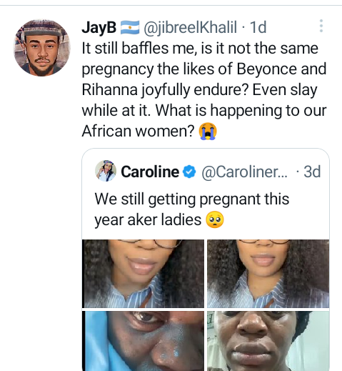 Twitter users react to photos of woman "humbled by pregnancy'