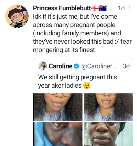 Twitter users react to photos of woman "humbled by pregnancy'