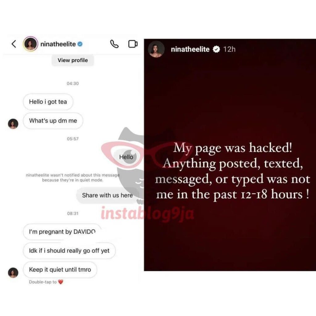 Davido Reportedly Impregnates Side Chick After Having Hot S3x With Her (Sreenshots)