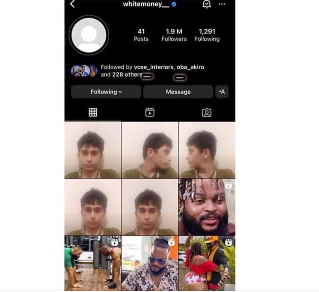 Instagram Account Of BBNaija Whitemoney Hacked By 14-Year-Old Indian Boy, Upload His Pictures
