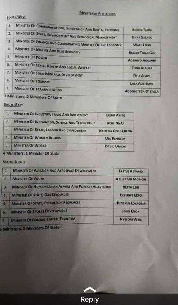 SEE FULL LIST: Tinubu appoints Wike FCT Minister, Keyamo Aviation, Other portfolios