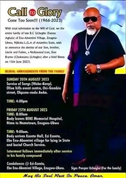 Family Announces Don Brymo Burial Arrangement