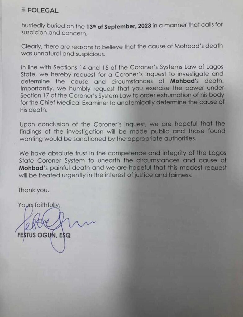 Lawyer Requests Coroner's Inquest Into Mohbad's D€ath