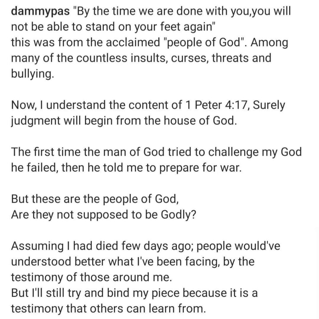 How my Pastor planned to k!ll me - Chef Dammy cries out