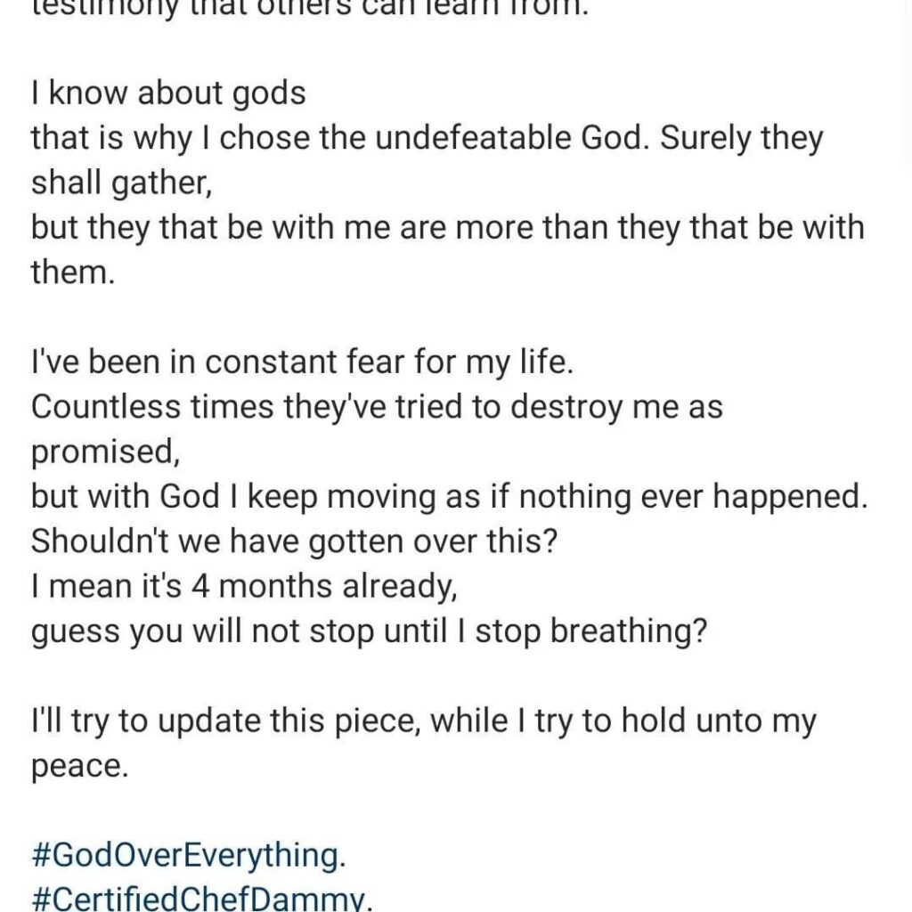 How my Pastor planned to k!ll me - Chef Dammy cries out