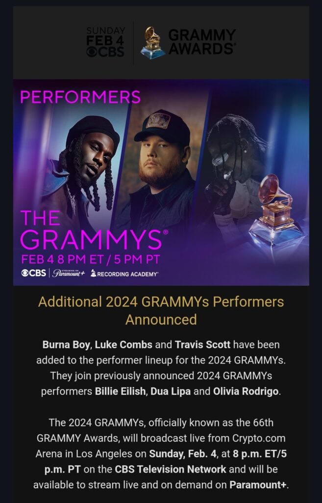 BREAKING: Burna Boy Is Performing Live At The 66th GRAMMYs