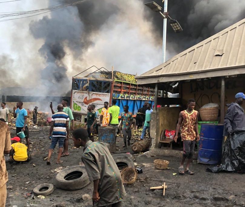 Market Engulfed in Flames as Hoodlums Clash In Lagos