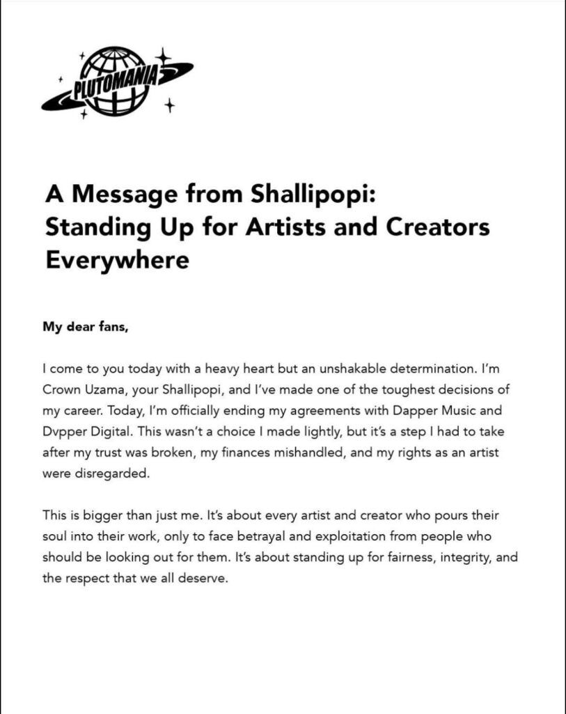 Shallipopi dûmps his record label over financial mismanagement